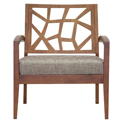 Jennifer Gray Twill and Walnut Wood Accent Chair