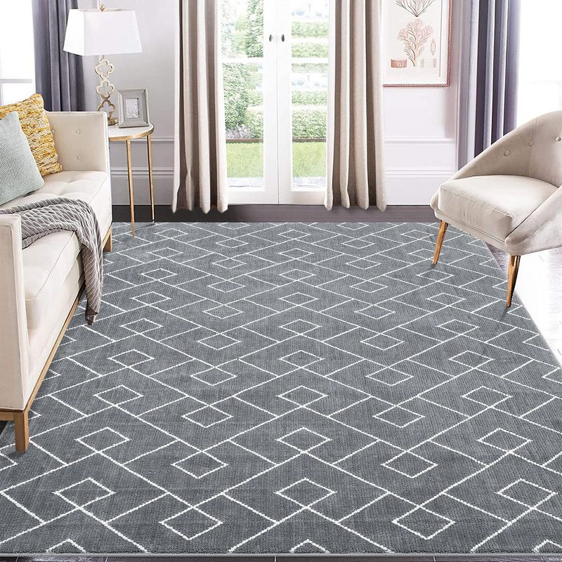 Area Rug Geometric Rug for Living Room Ultra Soft Fluffy Carpet Thick Plush Shaggy Rug, 2 of 9