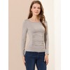 Allegra K Women's Round Neck Long Sleeves Ruched Casual Fitted Top - 2 of 4