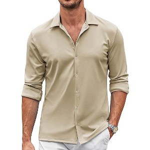 COOFANDY Men's Casual Button Down Shirt Wrinkle Free Shirts Long Sleeve Dress Shirt S-XXXL - 1 of 4