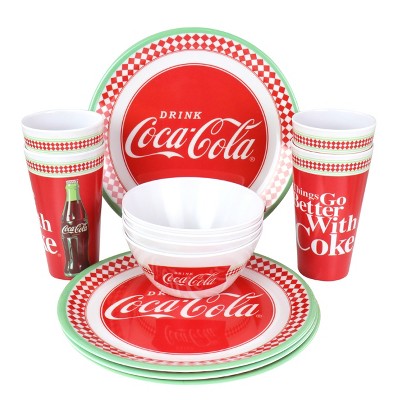 Coca-Cola 12 Piece Melamine Dinnerware Set