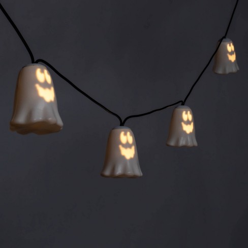 HALLOWEEN 10 FLASHING SPOOKY GHOST LED MUSICAL STRING LIGHTS INDOOR USE ONLY 
