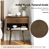 AMERLIFE Solid Wood End Table Set of 2 with Drawer & Open Cubby, Mid-Century Modern Nightstands for Bedroom & Living Room, Fully Assembled - 3 of 4