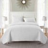 FIONECA Nina Embossed Basketweave Reversible Quilt Set Light Blue Machine Washable Year-Round Bedding - 2 of 4