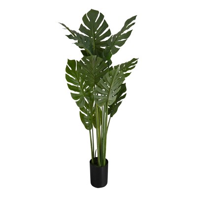 GlasFlength Artificial Plants Artificial Rubber Tree Artificial Monstera Tree Faux Plants for Indoor Home Decor, Green, 26"*22"*45"