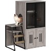 Dual Cat Litter Box Enclosure with Doors, Double Enclosed Structure Featuring Storage Compartment, Hidden Litter Furniture with Step - 2 of 4