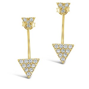 SHINE by Sterling Forever Sterling Silver CZ Triangle Jacket Earrings - 1 of 4