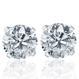 Pompeii3 1/2 cttw Round Brilliant Cut Diamond Studs 14K White Gold Enhanced - 1 of 4