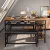 Hooseng 3 Pieces Dining Table Set, Space Saving Dining Table Set for 2-4 People, Kitchen Table Set with Wine Rack Glass Holder and Storage Shelf - 2 of 4