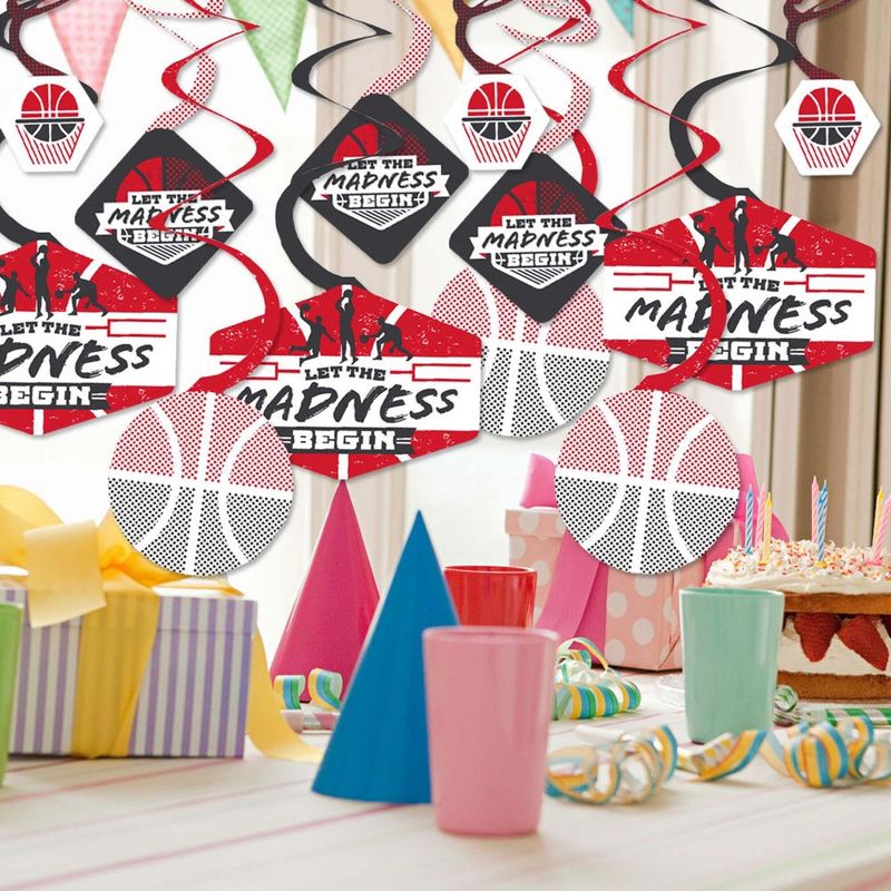 Big Dot of Happiness Red Basketball - Let The Madness Begin - College Basketball Party Hanging Decor - Party Decoration Swirls - Set of 40, 2 of 9
