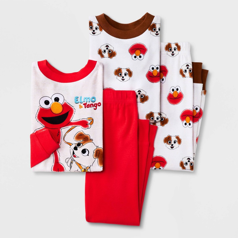 Toddler Boys' 4pc Sesame Street 'Elmo' Snug Fit Pajama Set - Red 4T