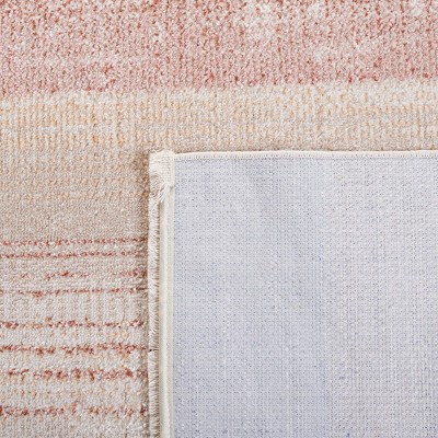 Beige and Blue Rust Abstract Washable Area Rug