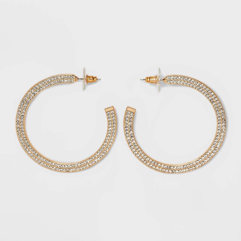 SUGARFIX by BaubleBar Crystal Statement Hoop Earrings - Gold, 1 of 4