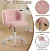 Rbied Artificial Alpaca Wool Adjustable Swivel Accent Chair Vanity Chair Office Chair with Wheels and White Metal Base - 2 of 4