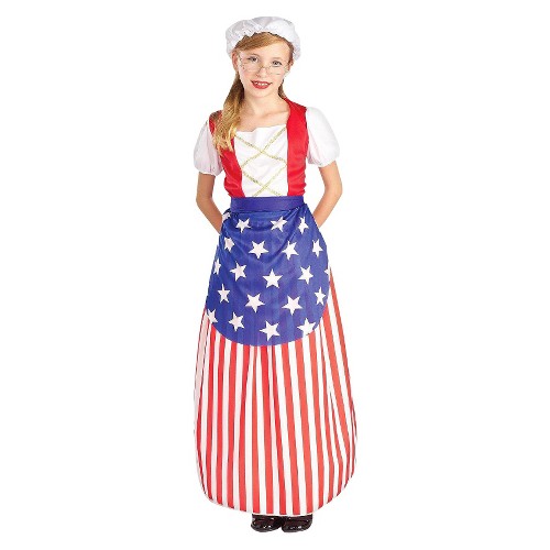Halloween Kids' Betsy Ross Heroes History Costume - Medium, Women's, Size: Medium(7-8), Red