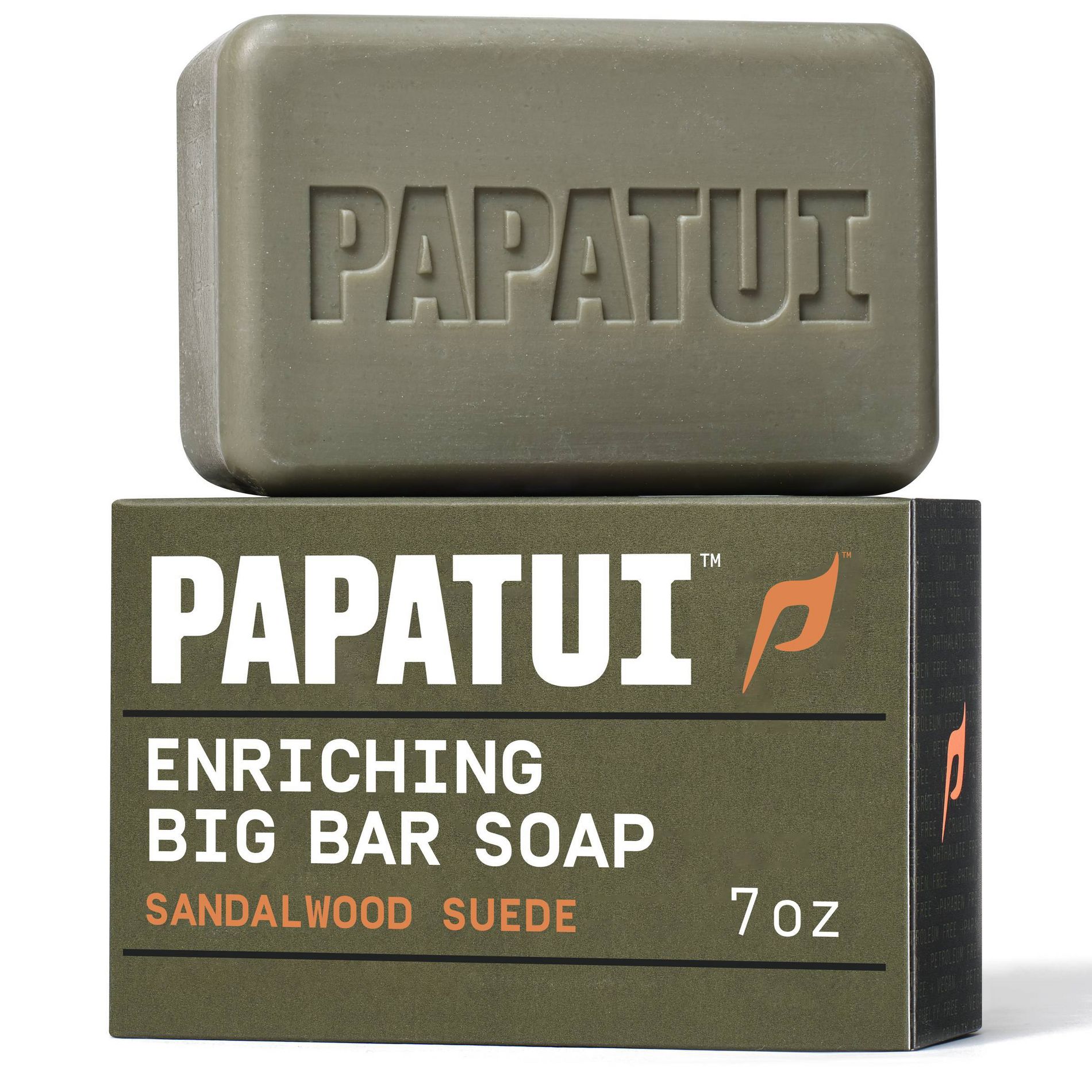 Papatui Men's Sulfate-Free Exfoliating and Hydrating Avocado Oil and Ceramides Bar Soap - Sandalwood Suede - 7oz