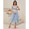 Coolmee Womens Maternity Dress Summer Sleeveless Smocked Square Neck Ruffle Casual Boho Midi Dress Baby Shower Photoshoot - 3 of 4