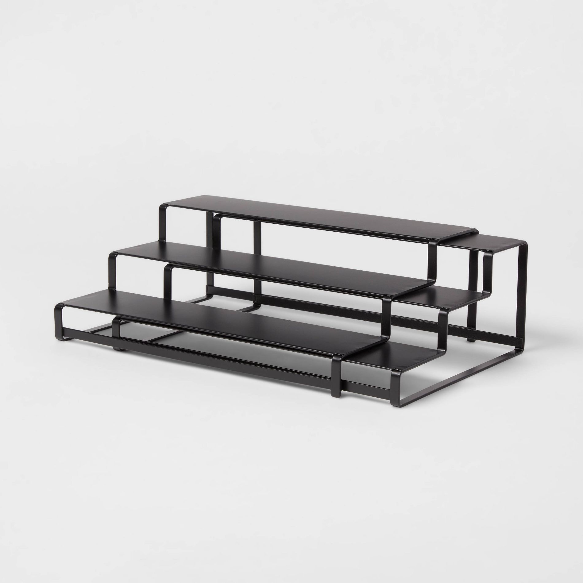 3-Tier Metal Expandable Spice Rack with Powder Coated Finish Black - Brightroom™: Kitchen Organizer, Iron, 14" Width