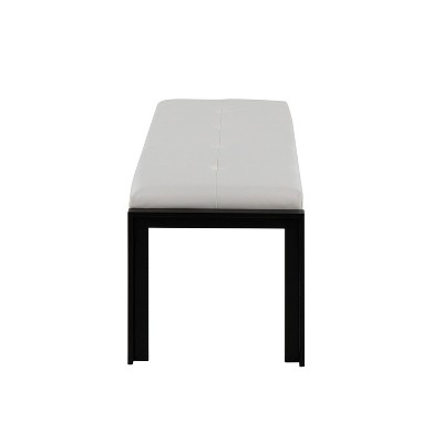 Fuji 46" Plush Black Metal Frame White PU Leather Bench