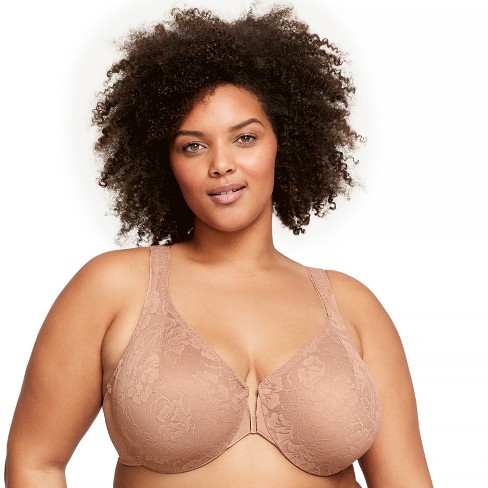 Glamorise Womens Lacey T-back Front-closure Wonderwire Underwire Bra 9246  Cappuccino 38b : Target