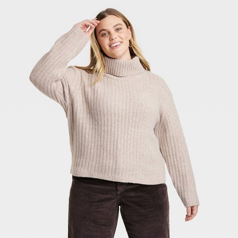 Women's Mock Turtleneck Cashmere-Like Pullover Sweater - Universal Thread™  Dark Gray XS