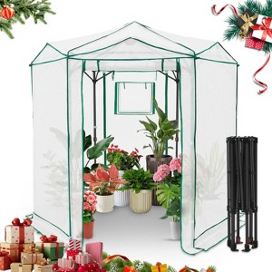 EAGLE PEAK 6.6x6.6 ft Hexagon Pop up Greenhouse, Portable Walk-in Greenhouse, All-Weather Plant Shelter, PE Cover - 1 of 4