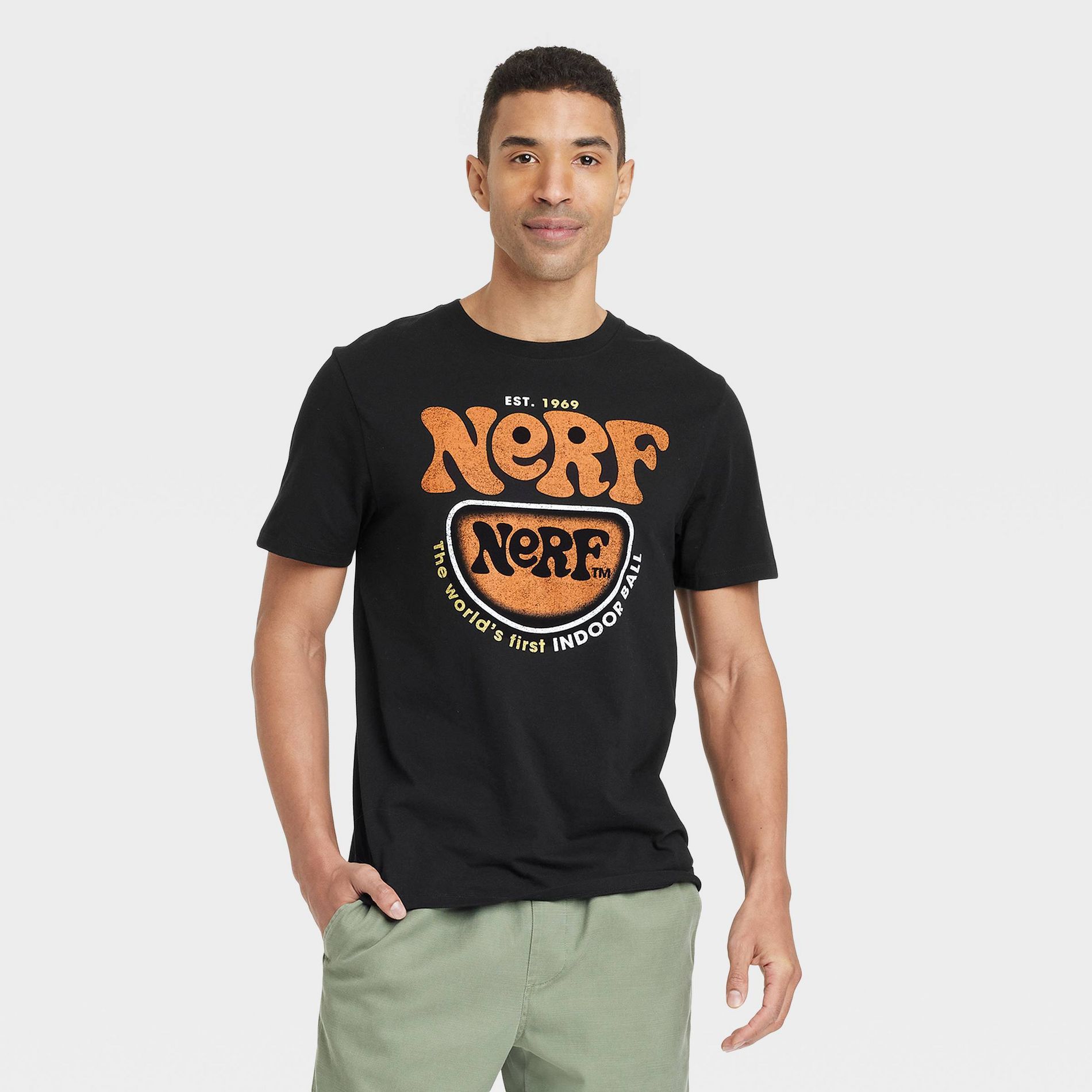 Men's Nerf Short Sleeve Crew Neck Graphic T-Shirt - Goodfellow & Co™ Black L: Tagless