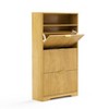 Tall Free-Standing Shoe Cabinet with 3 Flip Drawers, Hidden Shoe Storage for Entryway, Foyer & Hallway Organizer, Natural, 31.6" L x 9.6" W x 54.4" H - 2 of 4