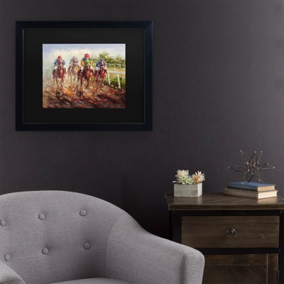 Kentucky Derby Landscape Print in Black Wood Frame
