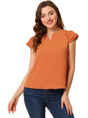 INSPIRE CHIC Women's Work Business Casual Plain Cap Sleeve Blouse