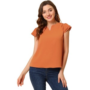 INSPIRE CHIC Women's Work Business Casual Plain Cap Sleeve Blouse - 1 of 4