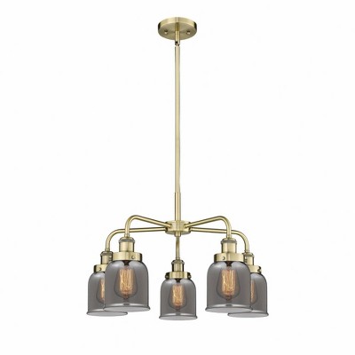 Bell - 5 Light Stem Hung Chandelier In Art Deco Style-14.75 Inches Tall and 23 Inches Wide