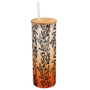 Elanze Designs Elegant Forest Floral Vine Leaf Wrap-Around Design 25 Ounce Frosted Gradient Glass On-The-Go Coffee Travel Skinny Tumbler Mug Cup, - 1 of 1
