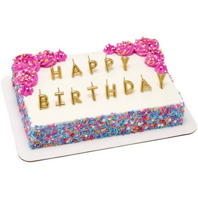 Bakery Crafts Gold Happy Birthday Letters 1" Candles - 13ct