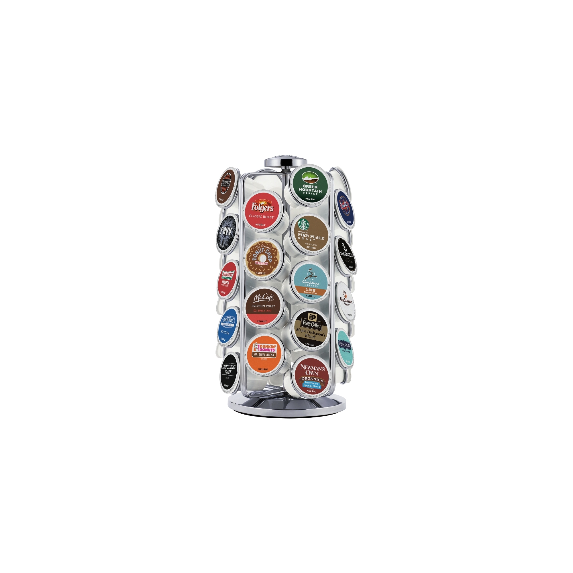Keurig 36 K-Cup Pod Carousel: Silver Metal Freestanding Coffee Pod Holder & Organizer, Kitchen Storage Rack