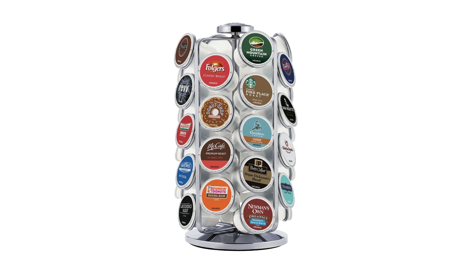 Keurig 36 K-Cup Pod Carousel: Silver Metal Freestanding Coffee Pod Holder & Organizer, Kitchen Storage Rack