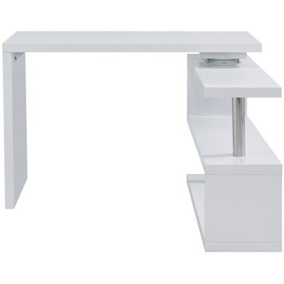 Yates Modern White and Chrome Adjustable Corner Desk with Shelves