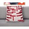 20" Red and Ivory Geometric Cotton Blend Throw Pillow With Embroidery - 2 of 4