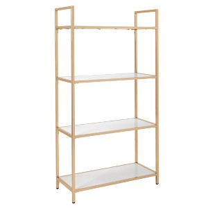 OSP Home Furnishings 60" Alios Bookshelf White/Gold: Chic, 4-Shelf Metal Frame, Laminate Surface, Modern Office Furniture - 1 of 3