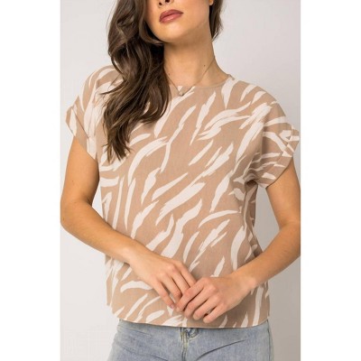 Women's Roll Up Abstract Blouse - GILLI