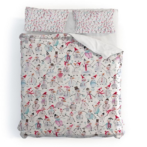 Ninola Design Friendly snowmen Duvet Cover + Pillow Sham(s) - Deny Designs - image 1 of 4