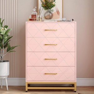 Dresser for Bedroom with 4 Drawer Dresser, Chest of Drawer with Metal Handle, Sturdy Frame Modern Bedroom Furniture - 1 of 4