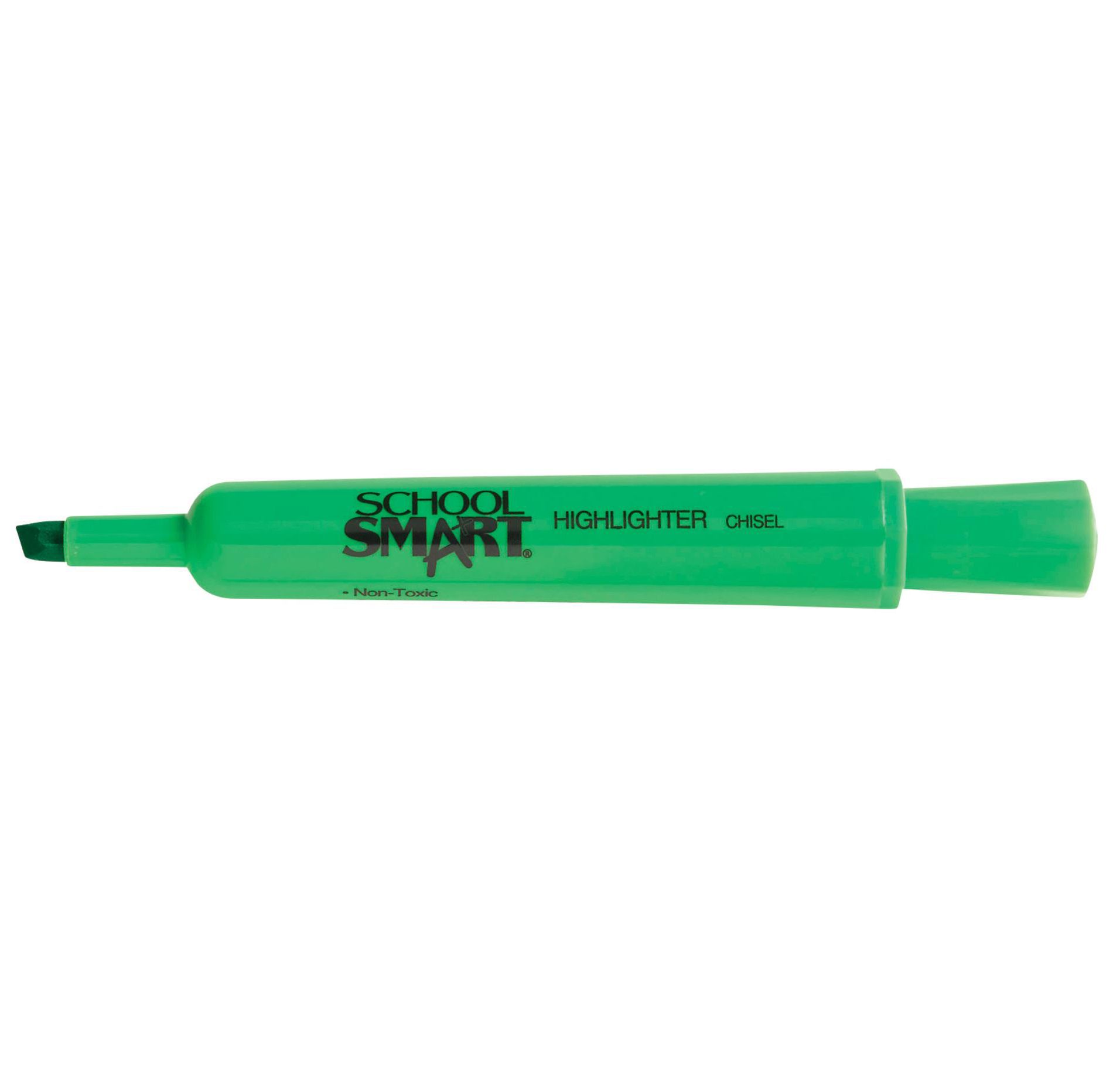 School Smart Tank Style Highlighters, Chisel Tip, Green, Pack of 12