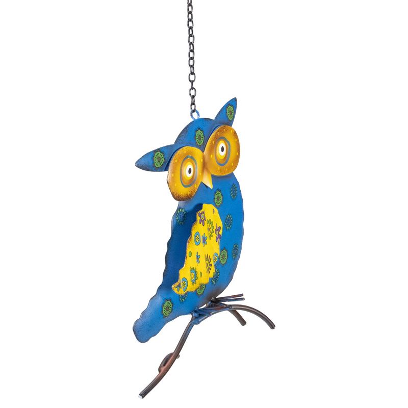 Northlight 7.75" Blue and Yellow Metal Owl Outdoor Wall Hanging, 4 of 6
