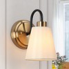 LNC Jacarmellia Polished Gold  and Matte Black with White Fabric  Modern Vanity Lights ,1Light/2 Light/3 Light/4 Light - 2 of 4