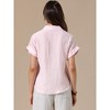 INSPIRE CHIC Women's Button Up Short Sleeve Pointed Collar Casual Work Blouses - 3 of 4