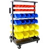 Dolonm Dual-Sided Rolling Bin Rack , 350 Pound Capacity, Includes 60 Organizer Bins, with Tray and Casters - 2 of 4