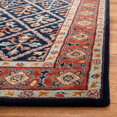Navy and Red Hand-Tufted Wool Area Rug, 3' x 5'