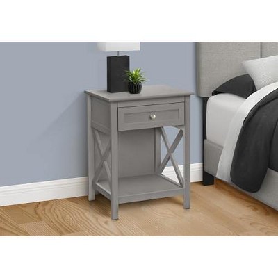 Gray Wood Rectangular End Table with Storage Drawer
