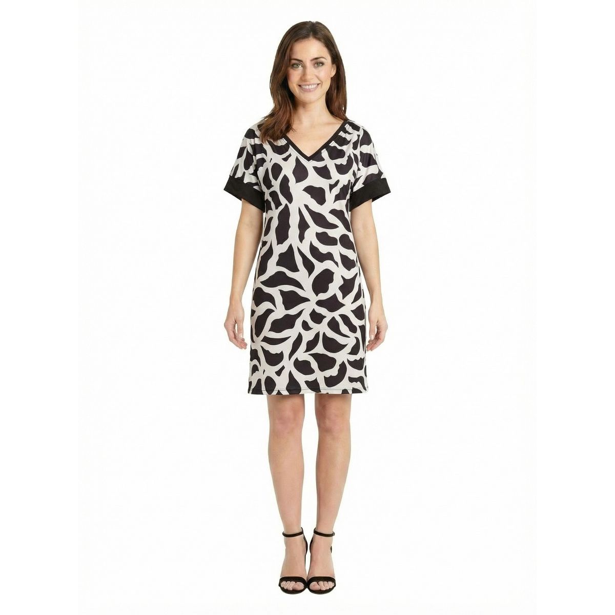 24seven Essential Petite Abstract Print Short Sleeve Knee Length T Shirt Dress